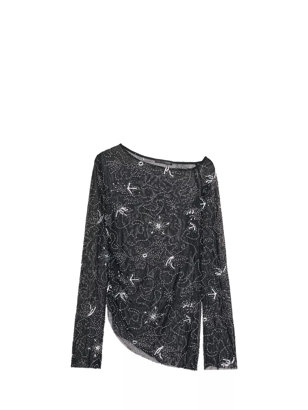 Zara Black Sequined Long-Sleeve Top